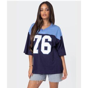 Edikted Pacsun 90s Colorblock Vneck Jersey Oversized Shirt Womens Medium NWT 76